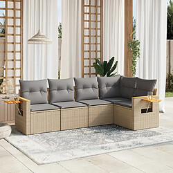 vidaXL Salon de jardin avec coussins 5 pcs beige résine tressée 