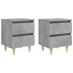 Maison Chic Lot de 2 Tables de chevet,Table de nuit,Table d'appoint pour salon pieds en pin - Gris béton 40x35x50 cm -MN99642