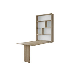 Bestmobilier Mondrian - table murale rabattable avec rangements - 4 personnes pas cher