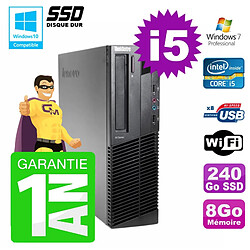 PC Lenovo M91p SFF Intel I5-2400 8Go Disque 240Go SSD Graveur Wifi W7 · Occasion 