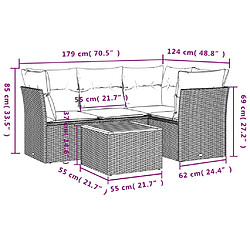 Acheter vidaXL Salon de jardin 5 pcs avec coussins noir résine tressée