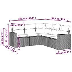 Avis vidaXL Salon de jardin avec coussins 5 pcs marron résine tressée