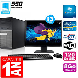 PC Tour DELL 9020 Core I3-4130 Ram 8Go Disque 120 Go SSD Wifi W7 Ecran 19" · Occasion 