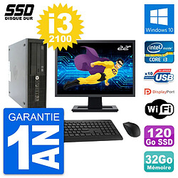 PC HP Z210 SFF Ecran 22" Intel Core i3-2100 RAM 32Go SSD 120Go Windows 10 Wifi · Occasion 