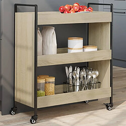 Maison Chic Desserte de cuisine | Chariot de cuisine | Meuble de rangement roulant chêne sonoma 70x30x82 cm bois d'ingénierie -GKD26433