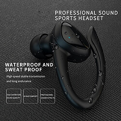 Universal Écouteurs Bluetooth 5.0 avec boîtier de recharge Écouteurs sans fil 9D Stéréo Sport Bouchons d'oreille étanches Bouchons d'oreille avec microphone(Le noir)