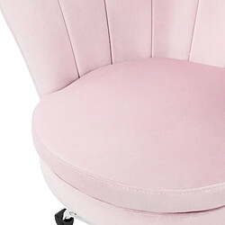 ML-Design Fauteuil de bureau à roulettes rose clair hauteur réglable chaise en velours pas cher