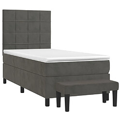 Avis Maison Chic Lit Adulte - Lit simple Lit à sommier tapissier et matelas moelleux - Meuble de Chambre - Gris foncé 90x200 cm Velours -MN73937