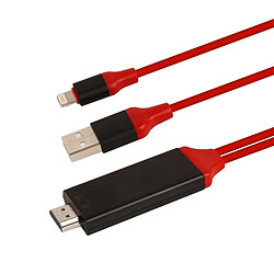 Wewoo Pour iPhone X / rouge 8 & 8 Plus / 7 & 7 Plus / 6 & 6s & 6 Plus & 6s Plus / iPad 2m Lightning mâle à HDMI & Câble adaptateur USB mâle,