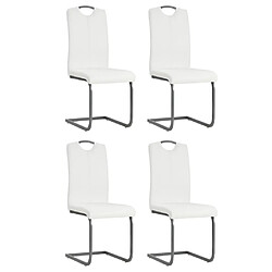 Decoshop26 Lot de 4 chaises de salle à manger cuisine cantilever design contemporain synthétique blanc CDS021346 