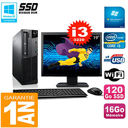 PC Lenovo M92p SFF Ecran 19" Core I3-3220 16Go Disque 120Go SSD Wifi W7 · Occasion 