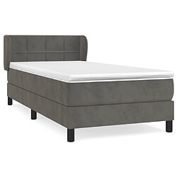 Maison Chic Lit Adulte - Lit simple Lit à sommier tapissier et matelas moelleux - Meuble de Chambre - Gris foncé 90x200 cm Velours -MN66477