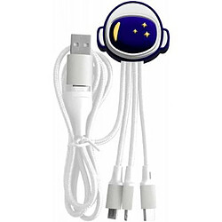 YELLO KOKO Câble 5 en 1 Andy XXL USB A+C/micro USB & USB C & Lightning 1m Astro Blanc 