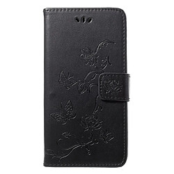 Etui en PU  noir fleur papillon pour Huawei P20 Lite