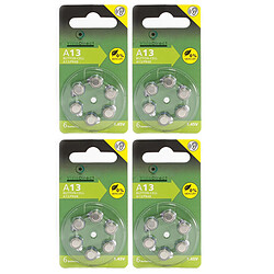 Visiodirect Lot de 24 Piles bouton Zinc Air Type 13 pour appareils auditifs type A13/13 compatibles PR48 1,45V 