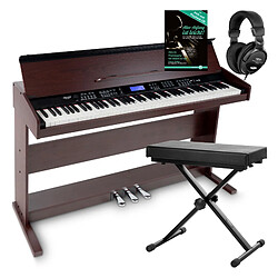 FunKey DP-88 II piano numérique brun set avec banquette de synthé, casque, méthode d'apprentissage