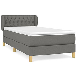 vidaXL Sommier à lattes de lit avec matelas Gris foncé 100x200cm Tissu