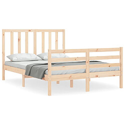 Maison Chic Cadre/structure de lit avec tête de lit pour adulte - Lit Moderne Chambre 140x190 cm bois massif -MN12922