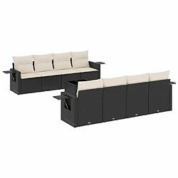 Maison Chic Ensemble Tables et chaises d'extérieur 9 pcs avec coussins,Salon de jardin noir résine tressée -GKD332337