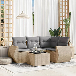 Maison Chic Salon de jardin avec coussins 5 pcs | Ensemble de Table et chaises | Mobilier d'Extérieur beige résine tressée -GKD72184