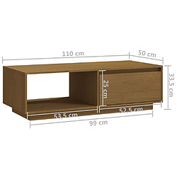 vidaXL Table basse marron miel 110x50x33,5 cm bois de pin massif pas cher