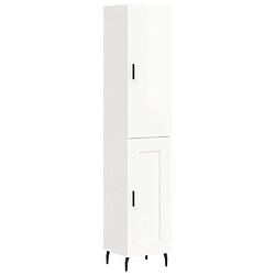 Maison Chic Buffet,Meuble de Rangement,commode pour salon,Cuisine Blanc brillant 34,5x34x180 cm Bois d'ingénierie -MN33155