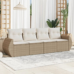 Maison Chic Salon de jardin avec coussins 4 pcs | Ensemble de Table et chaises | Mobilier d'Extérieur beige résine tressée -GKD87979