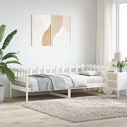 Maison Chic Lit de jour, Lit de repos pour Salon Chambre,Canapé-lit,Lit d'invité Blanc 90x190 cm Bois de pin massif -MN11215