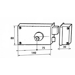 Serrure en applique Bricard monopoint horizontale Pour porte de cave Ouvrant Droite Axe 75 mm