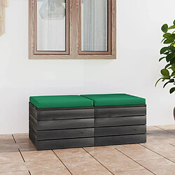 vidaXL Repose-pieds palette de jardin 2 pcs avec coussins Bois de pin