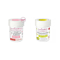 Scrapcooking 2 colorants alimentaires en poudre - vert citron-rose poudré 