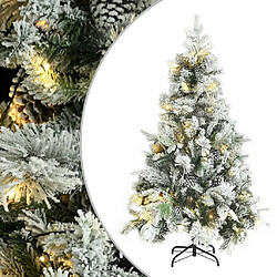 vidaXL Sapin de Noël pré-éclairé avec neige floquée/cônes 120cm PVC/PE 