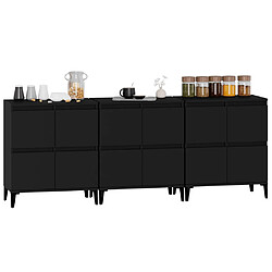 Avis vidaXL Buffets 3 pcs noir 60x35x70 cm bois d'ingénierie