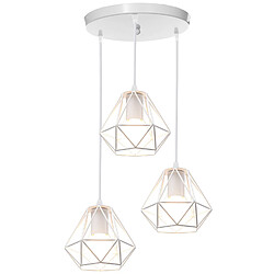 Stoex Plafonnier Rétro À 3 Lumières Suspension Luminaire D'Intérieur Vintage Blanc Suspension Lustre Fer Métallique , Pour Bureau, Salle À Manger