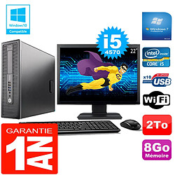 PC HP EliteDesk 800 G1 SFF Core I5-4570 8Go Disque 2 To Wifi W7 Ecran 22" - Occasion