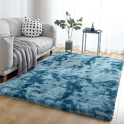 LUUCOZK Tapis à poils longs doux et moelleux pour chambre à coucher et salon - Bleu paon-100x160CM 