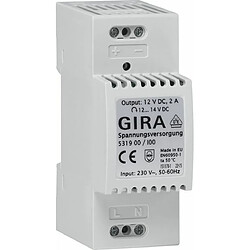 GIRA 5319 00. Produktfarbe: Grau. AC Eingangsspannung: 100 - 240 V, AC Eingangsfrequenz: 50/60 Hz, DC-Ausgangsspannung: 12 V (531900)