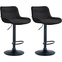 Non Lot de 2 tabourets de bar Vonore tissu noir