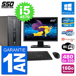 PC Tour HP EliteDesk 800 G1 Ecran 22" i5-4570 RAM 16Go SSD 480Go Windows 10 Wifi - Occasion