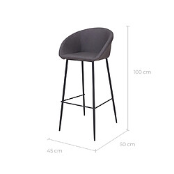 Rendez Vous Deco Chaise de bar Kalba gris foncé 75 cm (lot de 2)