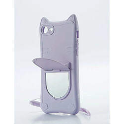 Avis WE Coque de protection CHAT APPLE IPHONE 7 / 8 / SE 2020 Violet: Design chat miroir intégré avec dragonne - support repose téléphone anti-chocs semi-rig