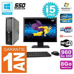 PC HP 6200 SFF Ecran 19" Intel i5-2400 RAM 8Go SSD 960Go Graveur DVD Wifi W7 - Occasion