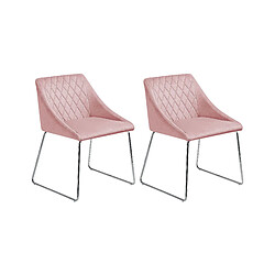 Beliani Chaise de salle à manger ARCATA Set de 2 Velours Rose