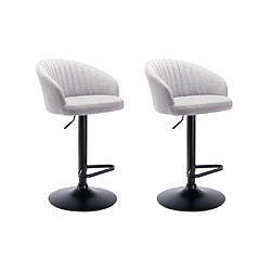 Vente-Unique Lot de 2 tabourets de bar en tissu et métal - Hauteur réglable - Gris - DORALIZ