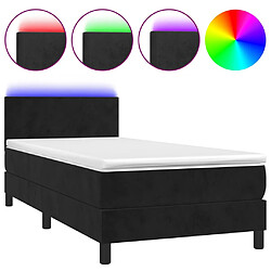 vidaXL Sommier à lattes de lit avec matelas LED Noir 100x200cm Velours