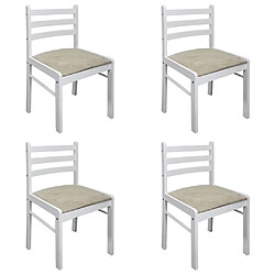 Maison Chic Lot de 4 Chaises à manger,Chaise pour cuisine blanc hévéa solide et velours -MN75605