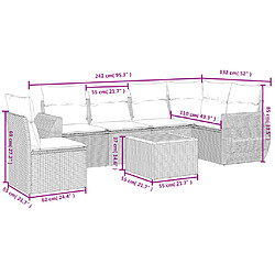 Acheter vidaXL Salon de jardin avec coussins 7 pcs gris résine tressée