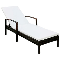 vidaXL Chaise longue avec coussin Résine tressée Marron 