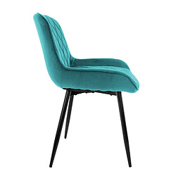 Avis Chaises de salle à manger avec dossier & accoudoirs Lot de 2 Turquoise Revêtement velours avec pieds métal ML-Design