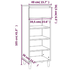 vidaXL Armoire à chaussures Noir 40x36x105 cm Bois d'ingénierie pas cher